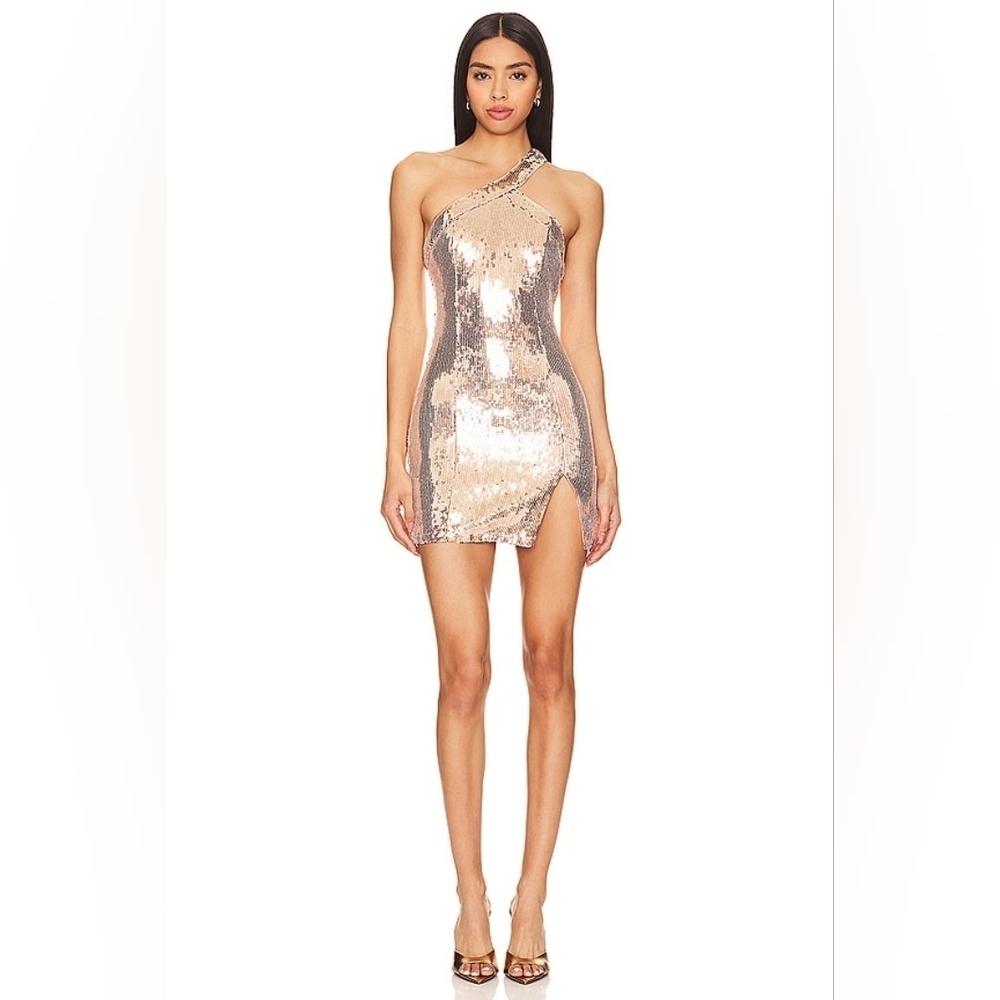 Superdown Cicely Mini Dress Rose Gold Large